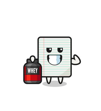 Kas kağıdı karakteri bir protein takviyesi tutuyor.