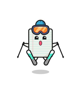 Kağıt maskot karakteri bir kayak oyuncusu olarak