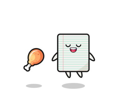 Şirin kağıt yüzüyor ve kızarmış piliç yüzünden baştan çıkarılıyor.