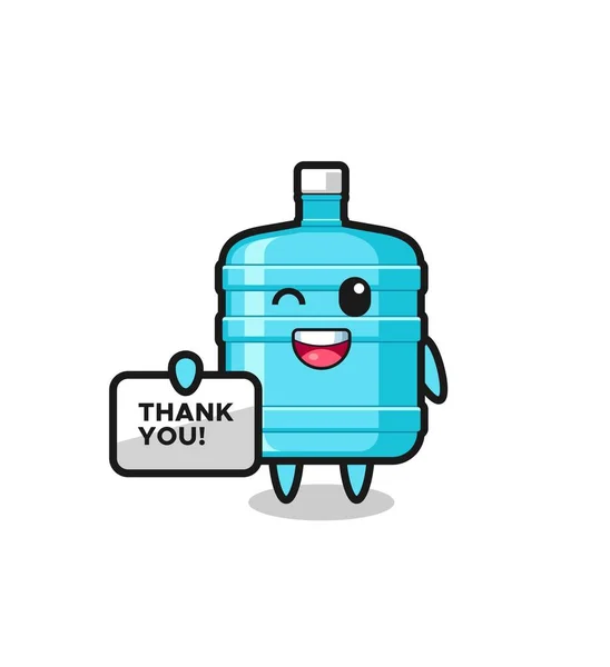 Mascota Botella Agua Galón Sosteniendo Una Pancarta Que Dice Gracias — Vector de stock