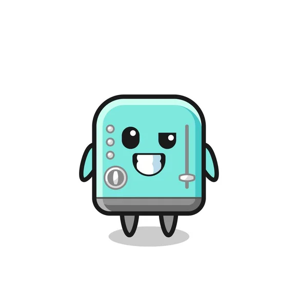 Cute Toaster Mascot Optimistic Fac — Stock Vector