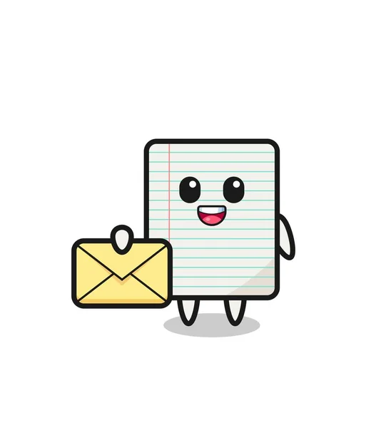 Sarı bir letteki kağıdın karikatür çizimi