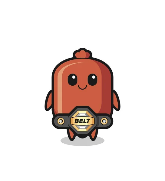 Mma Fighter Sausage Mascot Bel — Stock Vector