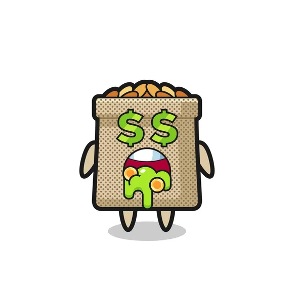 Personagem Saco Trigo Com Uma Expressão Louco Sobre Dinheiro Design Ilustrações De Stock Royalty-Free