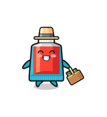 Diş macunu bitkibilimci karakter bitkisel ve şirin bir tasarım arıyor.