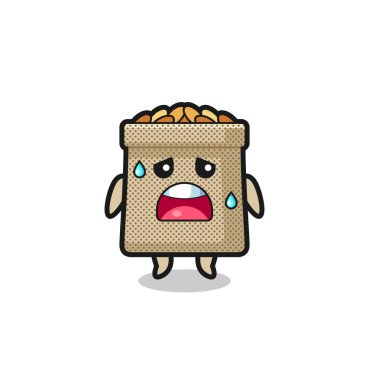 Buğday çuvalının yorgunluk karikatürü, şirin tasarım.