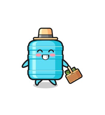 Bir galon su şişesi bitkibilimci karakter bitkisel ve şirin bir tasarım arıyor.