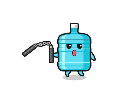 Mınçıka kullanarak bir galon su şişesi karikatürü, şirin tasarım.