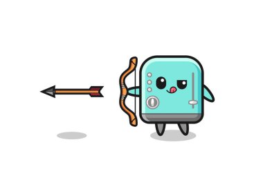 Okçuluk yapan tost makinesi karakteri tasarımı, şirin tasarım