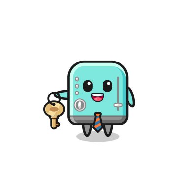 Emlakçı maskotu olarak şirin bir tost makinesi, şirin bir tasarım.