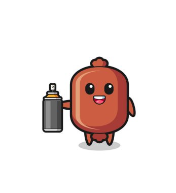 Grafiti bombacısı olarak şirin bir sosis, şirin bir tasarım.