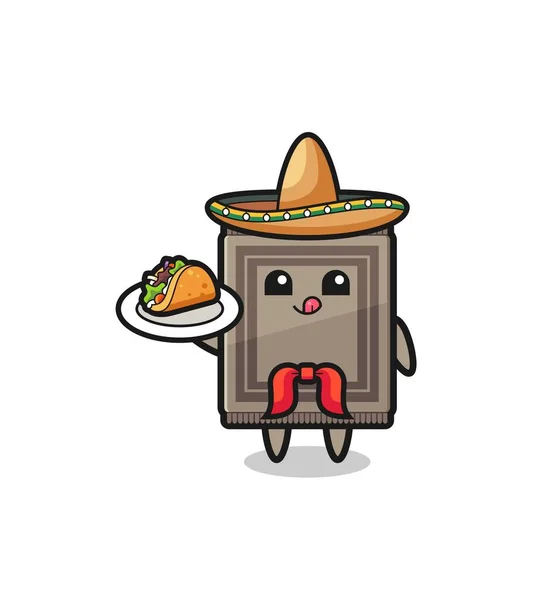 Matta Mexikansk Kock Maskot Håller Taco Söt Design — Stock vektor