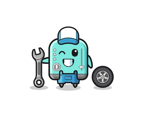 Toaster Character Mechanic Mascot Cute Design — Stock Vector