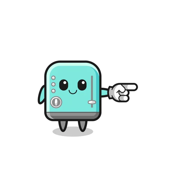 Toaster Mascot Pointing Right Gesture Cute Design — Stock Vector