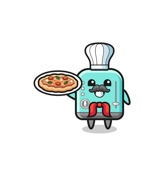 Toaster Character Italian Chef Mascot Cute Design — Stock Vector