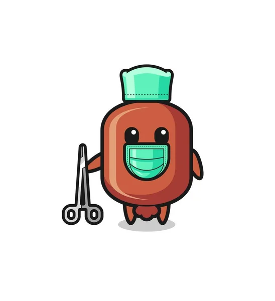 Surgeon Sausage Mascot Character Cute Design — Stock Vector