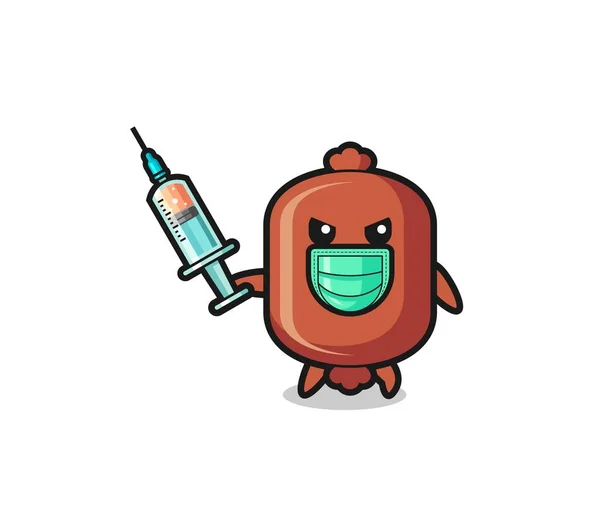 Ilustración Salchicha Para Combatir Virus Lindo Diseño — Vector de stock