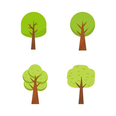 Ağaç elementi çizim vektörü. düz çizim tasarımı