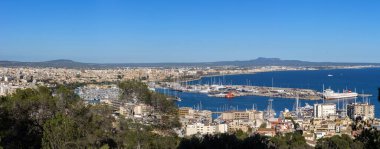 Palma de Mallorca 'nın panoramik manzarası, İspanya