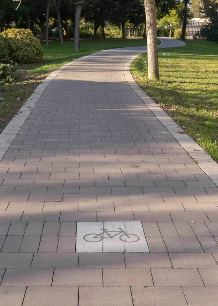 Cycleway Sinalizou Uma Pista Ciclismo Terrestre Apenas Para Ciclistas Ciclovia — Fotografia de Stock