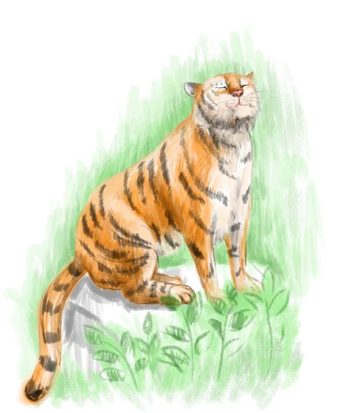 Ilustración de tigre digital. Ilustración de año nuevo. Arte de la naturaleza — Foto de Stock