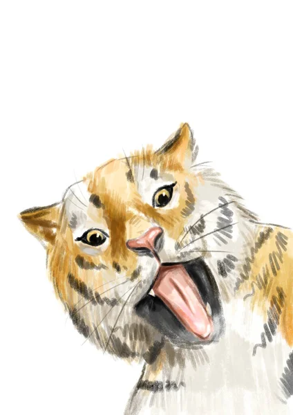Funny cute tiger. Digital illustration. New year illustration — Stock Photo, Image