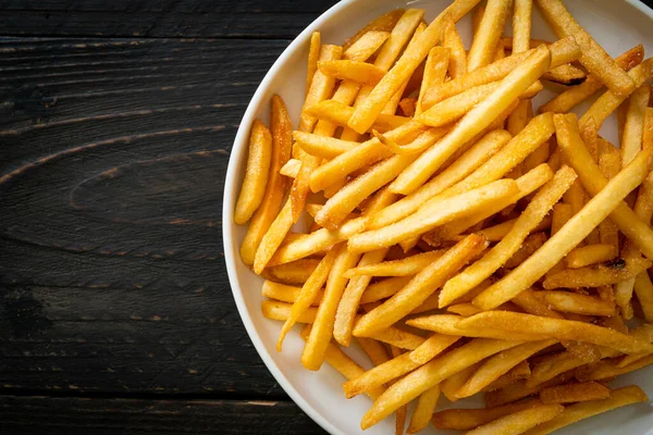 Batatas Fritas Batatas Fritas Com Creme Leite Ketchup — Fotografia de Stock