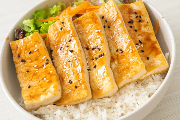Teriyaki Tofu Rice Bowl Makanan Vegetarian Dan Vegan — Stok Foto