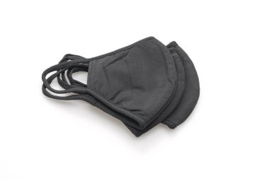 Siyah kumaş maskesi Cavid 19 'u korumak için izole edilmiş beyaz arka planda