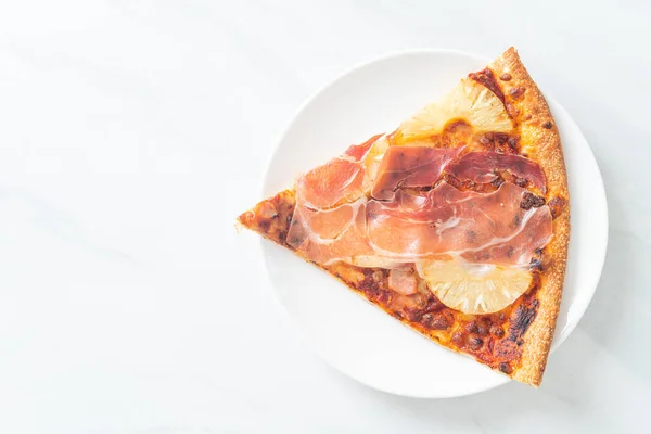 Pizza Prosciutto Lub Parma Ham Pizza Włoski Styl Żywności — Zdjęcie stockowe