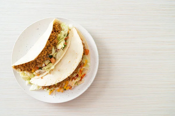 Tacos Mexicanos Con Pollo Picado Cocina Tradicional Mexicana — Foto de Stock