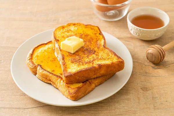 Francés Tostado Con Mantequilla Miel Para Desayuno — Foto de Stock