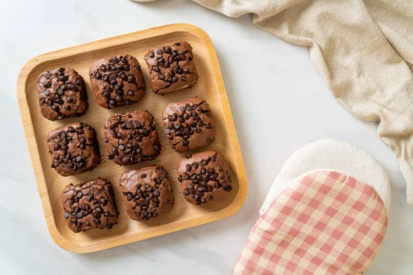 Brownies Chocolate Negro Con Chips Chocolate Parte Superior — Foto de Stock