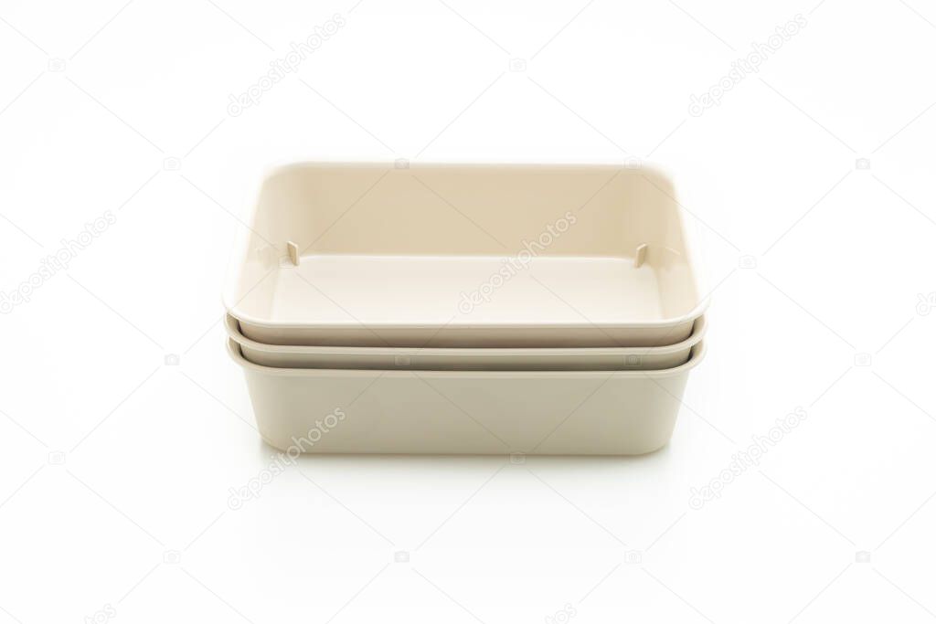 plastic tray or plastic box isolated on white background