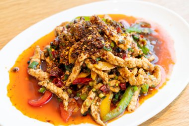 Çin usulü kızarmış domuz ve Mala Chili.