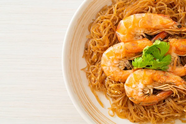Casseroled Baked Shrimp Glass Noodles Shrimp Potted Vermicelli — Stock Photo, Image