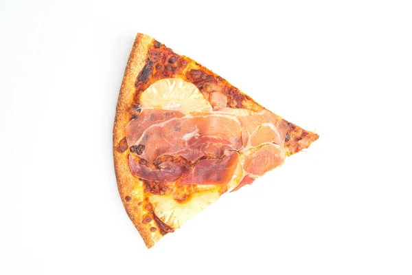 Pizza Mit Schinken Oder Parmaschinken Pizza Isoliert Auf Weißem Hintergrund — Stockfoto