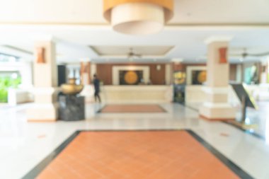Özet olarak, arka plan için soyut bulanık ve odaksız otel lobisi alanı