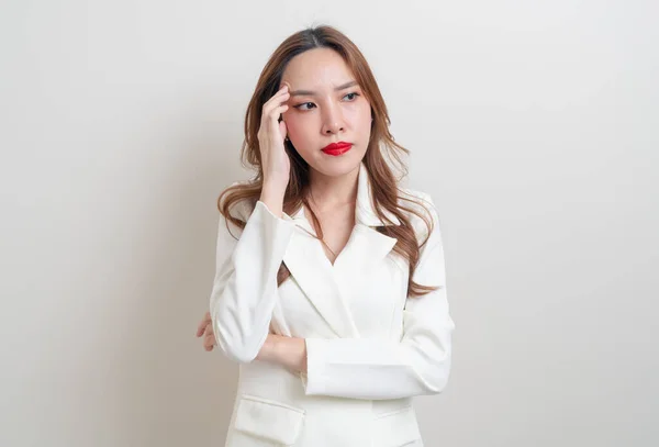 Portrait Belle Femme Asiatique Colère Stress Inquiétude Plaindre Sur Fond — Photo