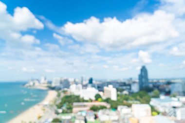 Soyut bulanık Pattaya şehri arka plan için Tayland 'da ufuk çizgisi görünümü