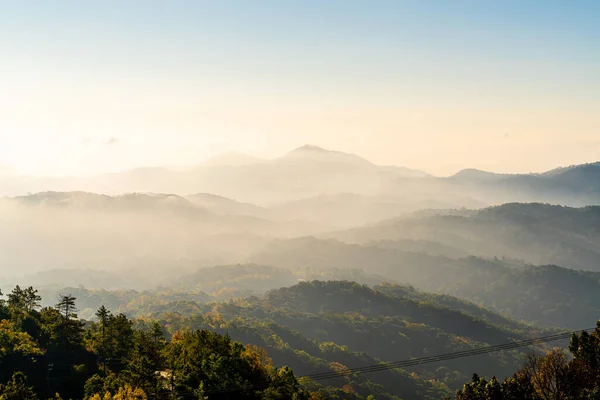 Beautiful Mountain Layer Clouds Sunrise Chiang Mai Thailand Stock Image