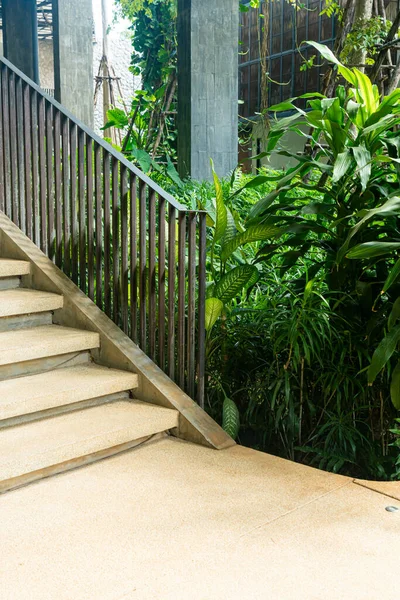 Degrau Escada Com Árvore Tropical Jardim — Fotografia de Stock