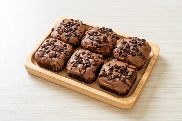 Brownies Chocolate Negro Con Chips Chocolate Parte Superior — Foto de Stock
