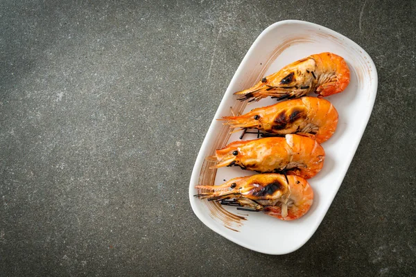 Grilled River Prawns Shrimps Seafood Style — Stock Photo, Image