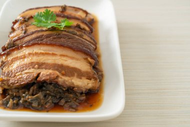 Mei Cai Kou Rou  or Steam Belly Pork With Swatow Mustard Cubbage Recipes - Chinese food style clipart