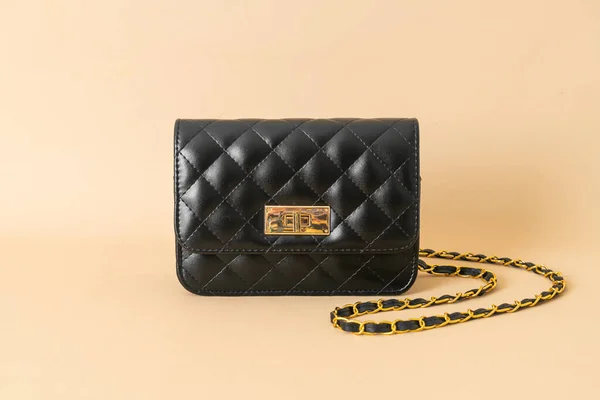 Bella Donna Borsa Moda Pelle Nera — Foto Stock