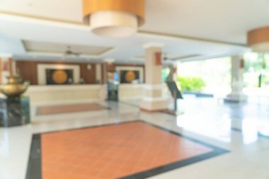 Özet olarak, arka plan için soyut bulanık ve odaksız otel lobisi alanı