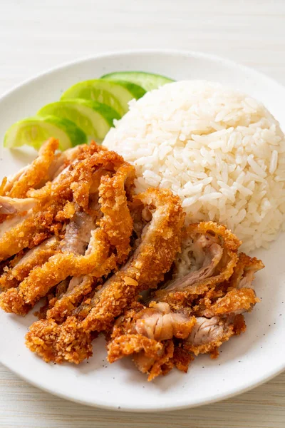 Hainanese Poulet Riz Poulet Frit Riz Soupe Poulet Cuit Vapeur — Photo