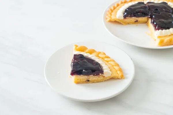 Delicioso Blueberry Cheese Pie Placa Branca — Fotografia de Stock