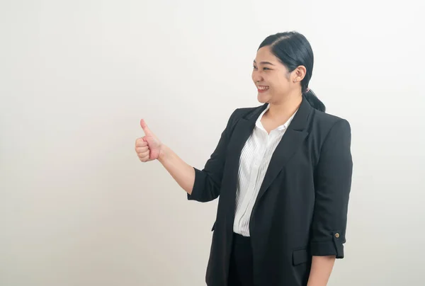 Portrait Asian Woman Thumb White Background — Stock Photo, Image